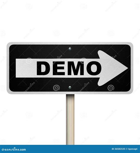 Demo Product Demonstration Road Sign Service Example Stock Illustration