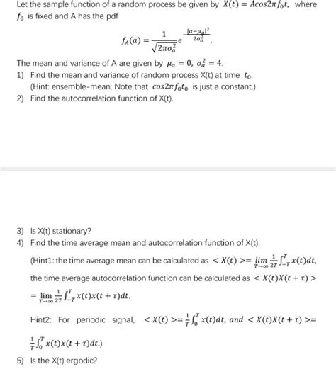 E Let The Sample Function Of A Random Process Be Chegg