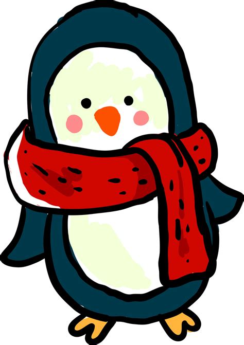 Penguin With Scarf Illustration Vector On White Background