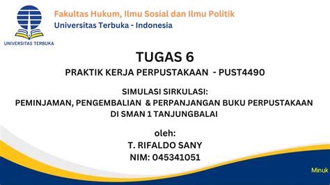 Tugas Pkp Universitas Terbuka Simulasi Peminjaman Pengembalian