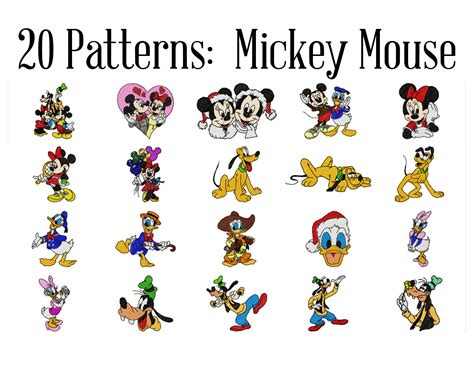 Disney Mickey Mouse Machine Embroidery Patterns Disney Etsy