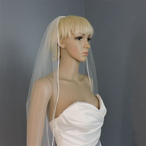 Sheer Wedding Veil With Satin Rattail Edge Bridal Veil Re X