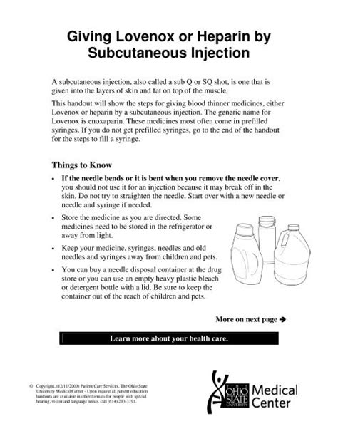 Giving Lovenox Or Heparin By Subcutaneous Injection Patient