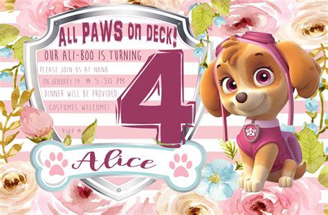 Paw Patrol Invite Paw 4th Birthday Invitations