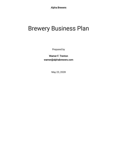 Brewery Business Plan Template Free