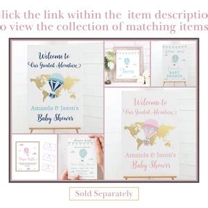 Diaper Raffle Sign Blue Hot Air Balloon Baby Shower Diaper Raffle Sign Up And Away Decorations