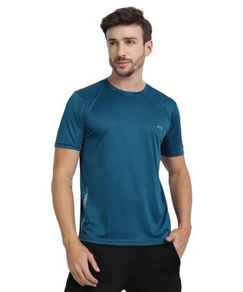 Polyester Plain Mens Dri Fit T Shirt Small Round Neck At Rs 95 Piece