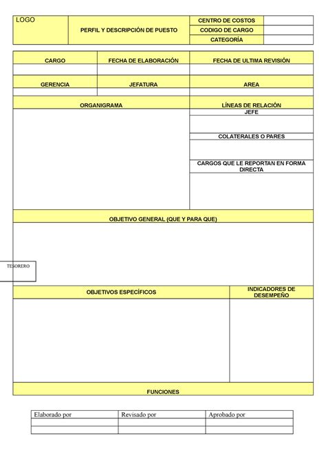 Plantilla Perfil De Puestos Tesorero Logo Perfil Y Descripci N De