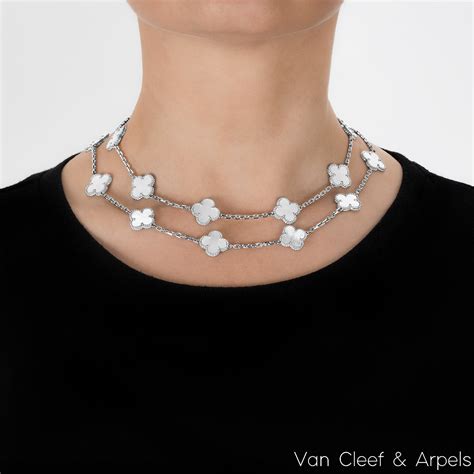 Van Cleef And Arpels White Gold Mother Of Pearl Vintage Alhambra 20 Motif