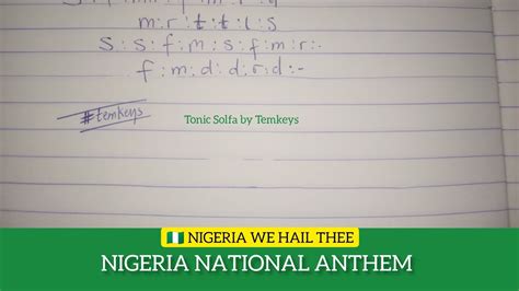 Nigeria New National Anthem 🇳🇬tonic Solfa Youtube