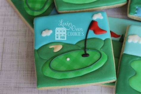 Golf Coursegolf Green Golf Ball Golf Cart Decorated Sugar Cookies