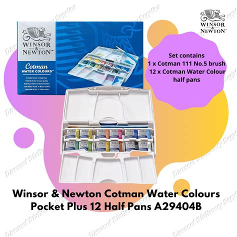 Winsor Newton Cotman Water Colours Pocket Plus Half Pans A B