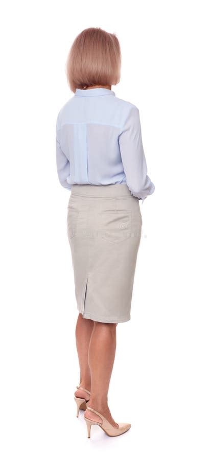 Rear View Of Middle Aged Business Woman Isolated Stock Image Image Of