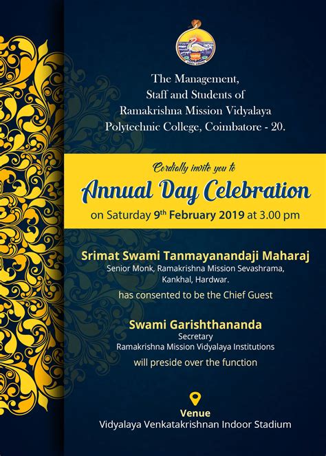 Sample Of Invitation Card For Annual Function Printable Cards