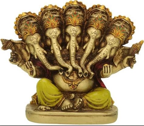 Resin 5 Panchmukhi Lord Ganesha Hindu God Ganesh Ganpati Idol Figurine