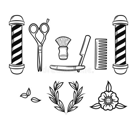 Desenhos Para Barbearia Preto E Branco - Grupo Preto E Branco Do Vetor De Ferramentas Para a Barbearia ...