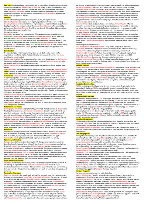 Blaw Cheat Sheet Exam Revision Case Law Legal Cases Heard In