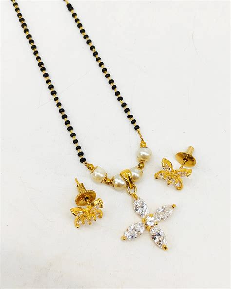 Black Beads Mangalsutra With Peacock Design One Gram Gold Pendant