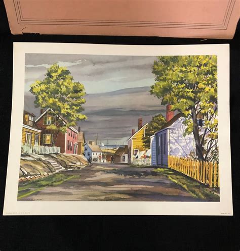 Vintage John Rogers Watercolor Art Print On Card Stock Summer Street In