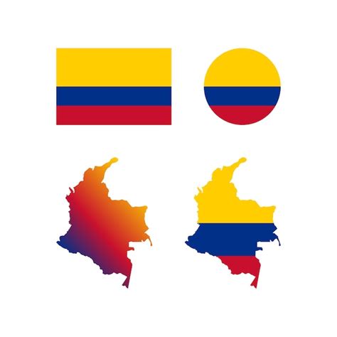 Conjunto De Vectores De Bandera Y Mapa Nacional De Colombia Vector