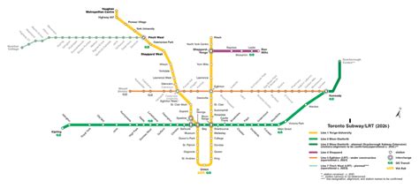 Wikipedia map: TTC subways and LRT as of 2023 : TOmaps