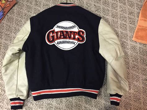 Vtg 90s Sf Giants Varsity Letterman Delong Jacket Wool Leather Coat M L