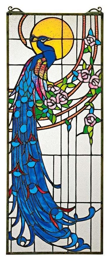 Decorative Peacock S Sunset Stained Glass Window Contemporary