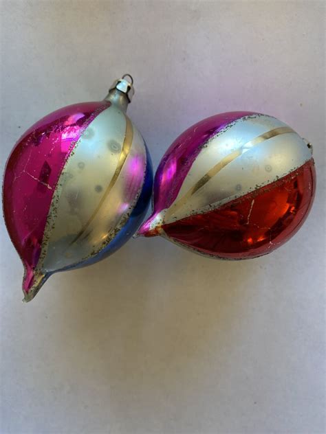 Vintage Mercury Glass Teardrop Ornaments 2 Made In Poland Etsy