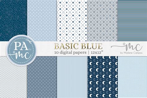 Blue Basic Digital Paper Seamless Graphic By Paperart Bymc Creative