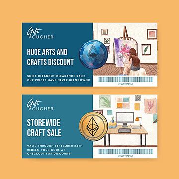 Watercolor Voucher Template Featuring International Artists Day Concept