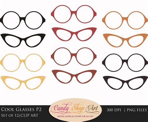 Cool Glasses Clipart Cool Glasses Clip Art Instant Download Etsy