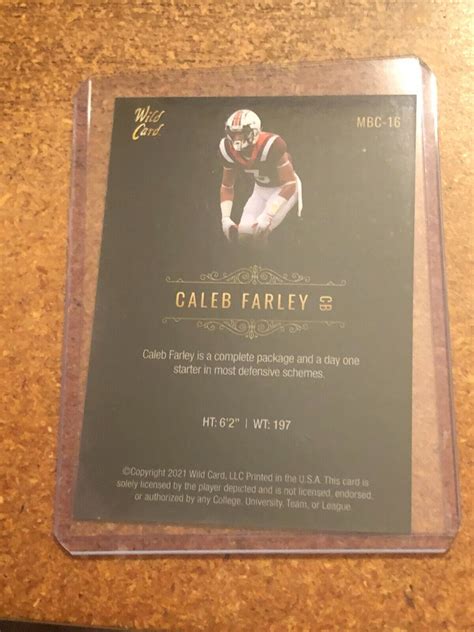 Wild Card Matte Football Black Mbc Caleb Farley Rc Ebay