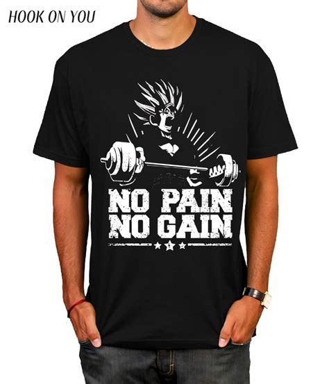 No Pain No Gain Dragon Ball Z T Shirts Men Fashion Clothing Beat