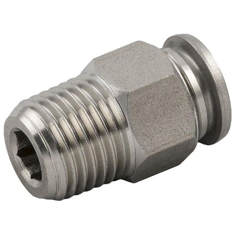 Racord recto Macho BSP Cónica Acero INOX Ø6 1 8 Ref AIGNEP 60000 6 1 8