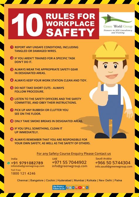 10 Rules For Workplace Safety Picture