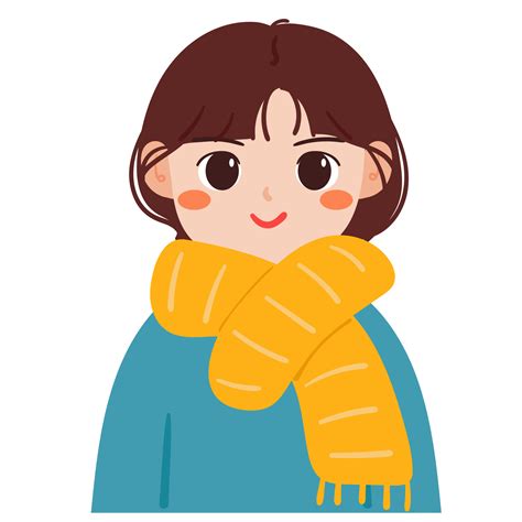 Cartoon Girl Wearing Scarf Cute Girl Drawing For Profile Picture