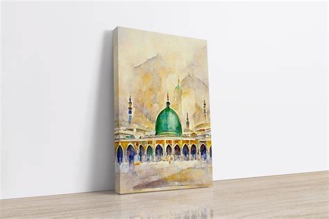 Al Masjid An Nabawi Islamic Painting Wall Art On Canvas Framed Etsy