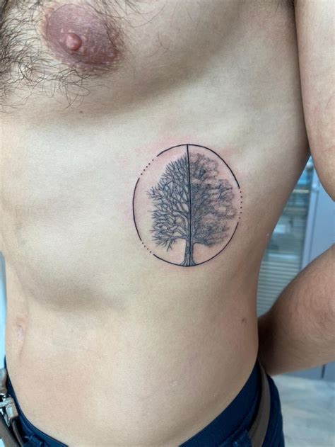 Tree Of Life Line Line Micro Realism Tattoo Realism Tattoo Compass