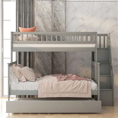 Harriet Bee Twin Over Full Bunk Bed With Trundle And Staircase Wayfair