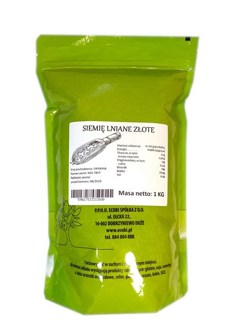 SIEMIĘ LNIANE ZŁOTE ZIARNO 1 KG ZŁOTY LEN ECOBI 9584076839 Allegro pl