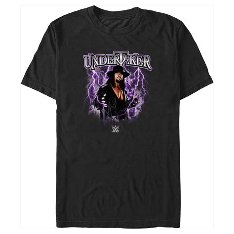 Mens Wwe Undertaker Purple Lightning Logo Graphic Tee Black Large