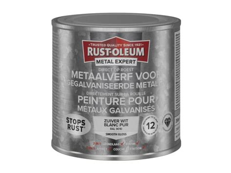 Rust Oleum Metal Expert Metaalverf Voor Gegalvaniseerde Metalen 250ml Zuiver Wit Hubo