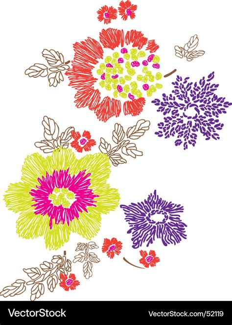 Floral Embroidery Design Royalty Free Vector Image