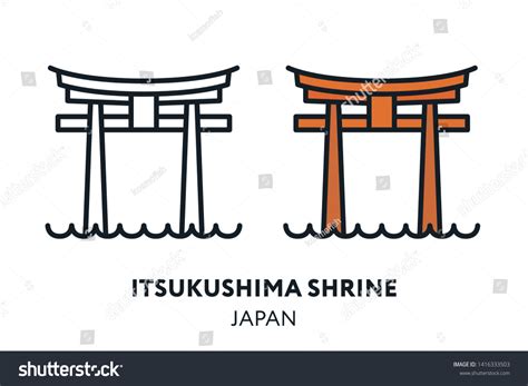 Itsukushima Shrine Asian Japan Temple Landmark Stock Vector Royalty