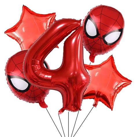 Buy Superhero Spiderman Th Birthday Decorations Red Number Balloons