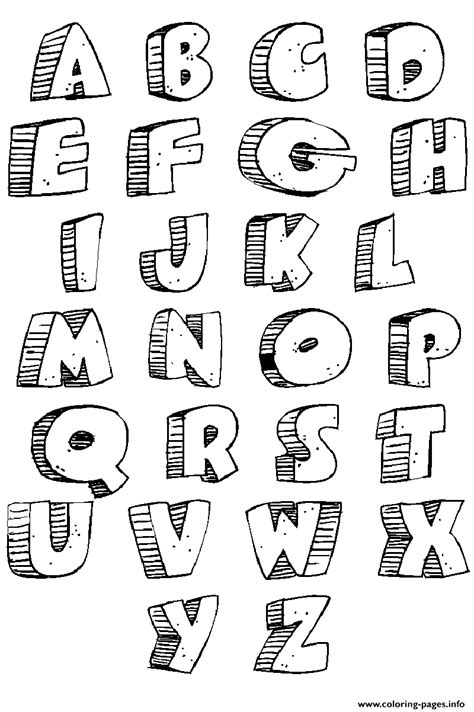 Graffiti Abc Alphabets Az Bubble Letters Coloring Pages Printable