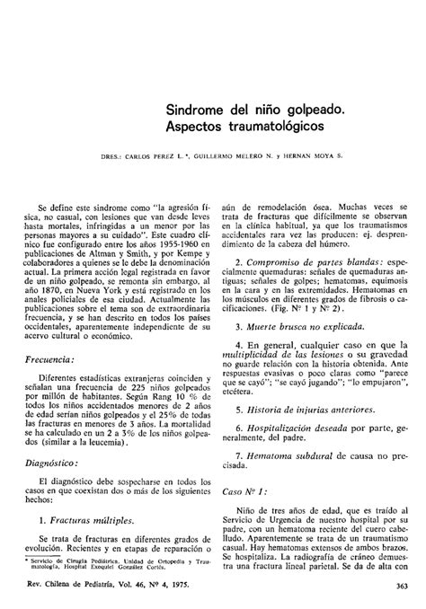 Pdf S Ndrome Del Ni O Golpeado Aspectos Traumatol Gicos