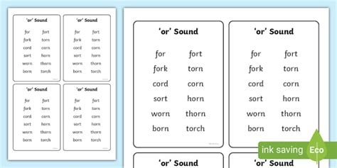 Or Sound Spelling List Cards Teacher Made Twinkl