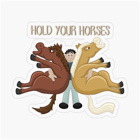 Hold Your Horses, Literally. Funny Cartoon Horse Digital Illustration ...