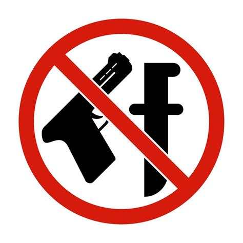 Weapon Prohibited Icon Forbidding No Weapons With Gun And Knife